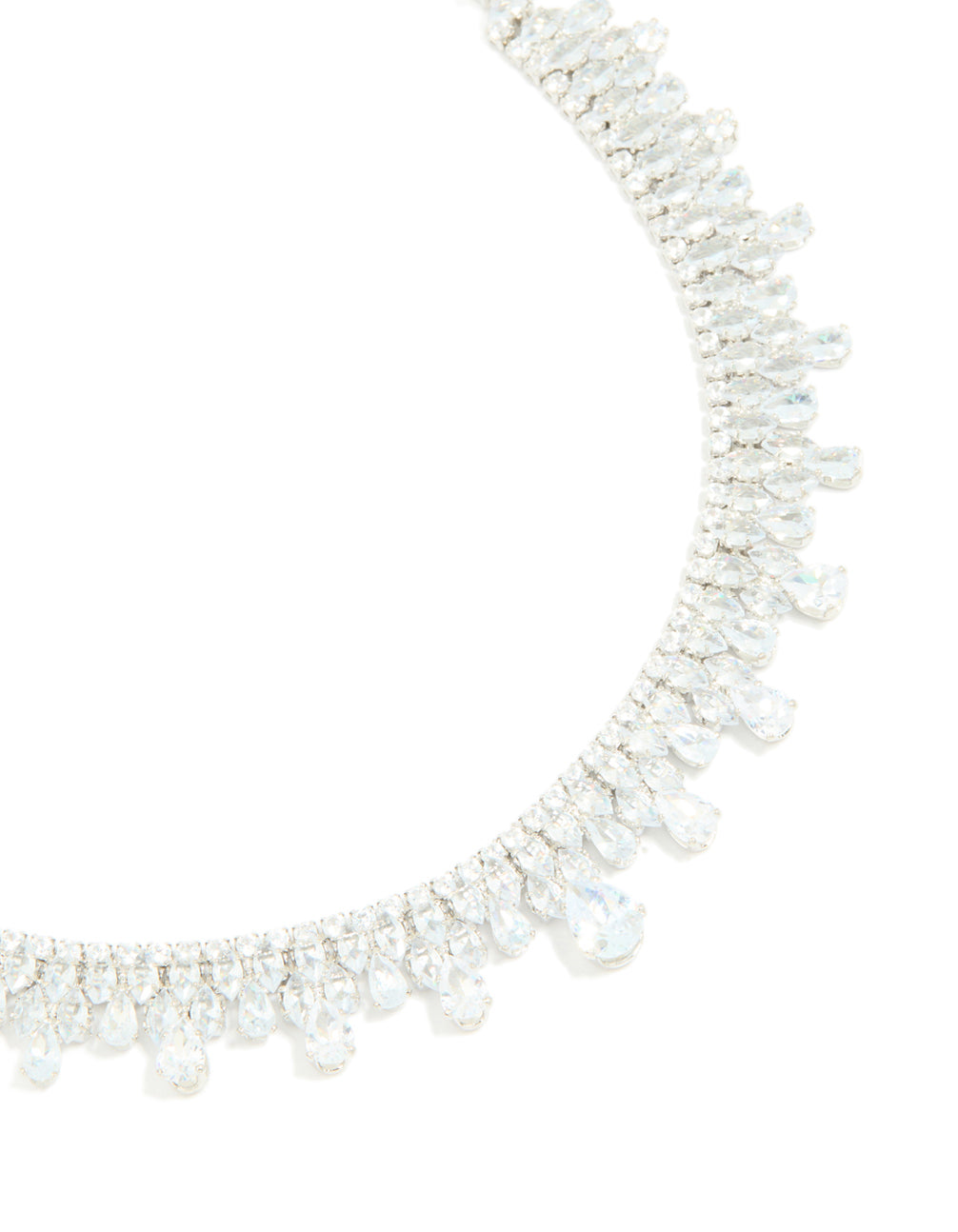 Silver Cubic Zirconia Vintage Multi Pear Drops Necklace