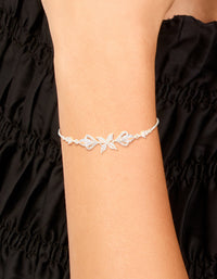 Silver Cubic Zirconis Flower Marquise Vintage Toggle Bracelet - link has visual effect only