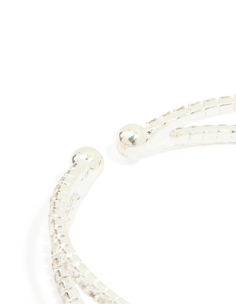 Silver Cubic Zirconia Leaf Floral Wrist Cuff