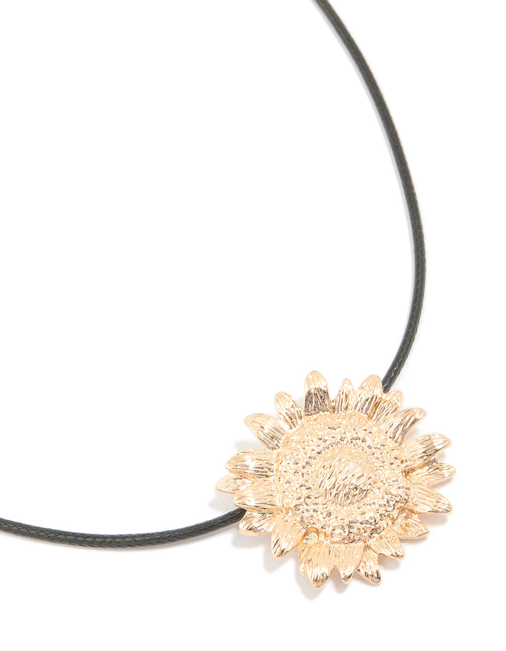 Gold Sunflower Pendant Cord Necklace