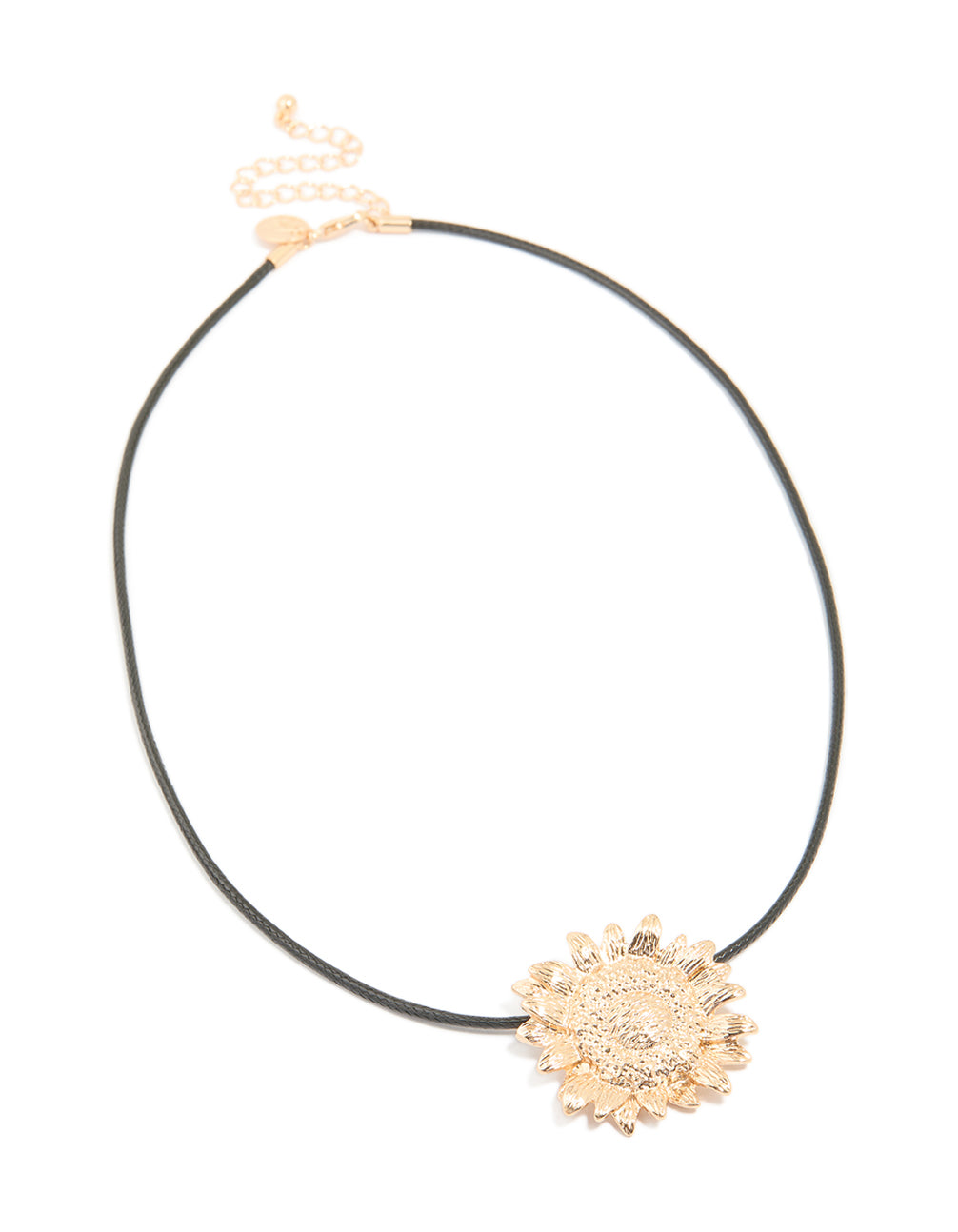 Gold Sunflower Pendant Cord Necklace