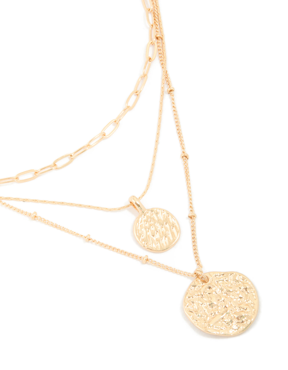 Gold Molten Circle Layered Necklace