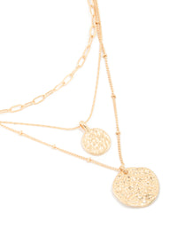 Gold Molten Circle Layered Necklace - link has visual effect only