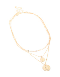 Gold Molten Circle Layered Necklace - link has visual effect only