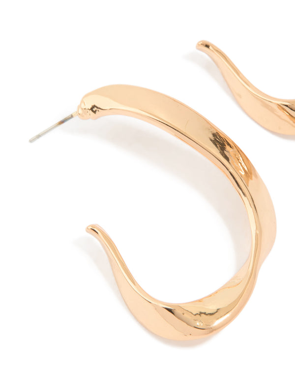 Gold Irregular Hoop Earrings