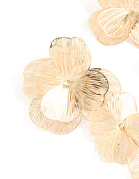 Gold Long Floral Drop Earrings - link has visual effect only