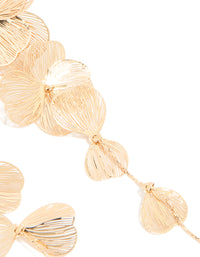 Gold Long Floral Drop Earrings - link has visual effect only