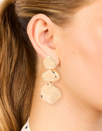Gold Triple Orb Drop Earrings - link has visual effect only