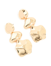 Gold Triple Orb Drop Earrings - link has visual effect only