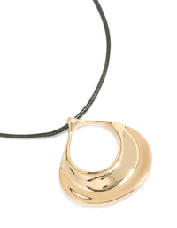 Gold Open Orb Pendant Cord Necklace - link has visual effect only