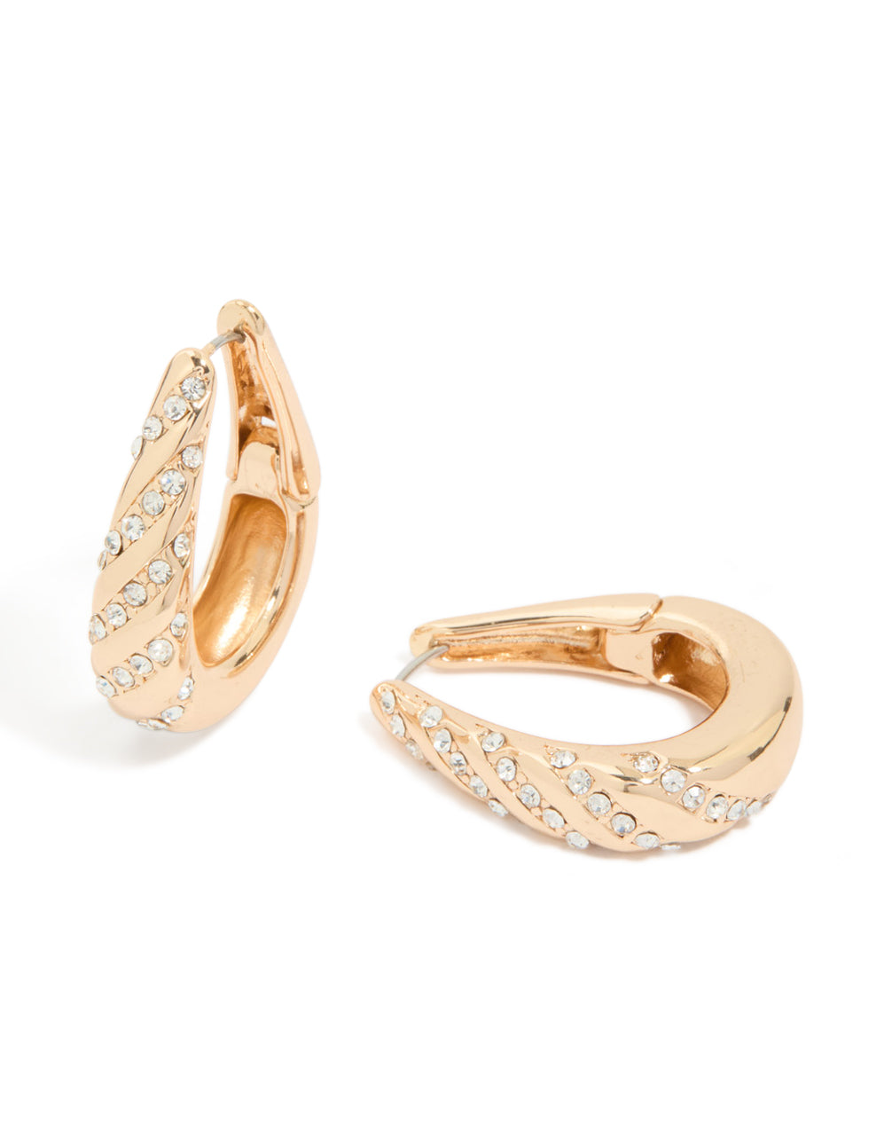 Gold Diamante Twist Hoop Earrings