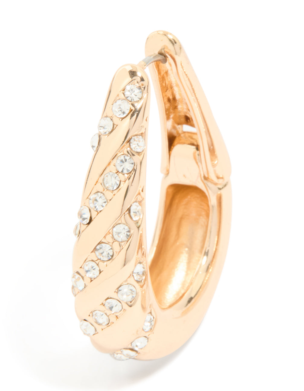 Gold Diamante Twist Hoop Earrings