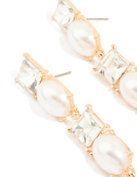 Gold Pearl & Diamante Mixed Drop Earrings - link has visual effect only