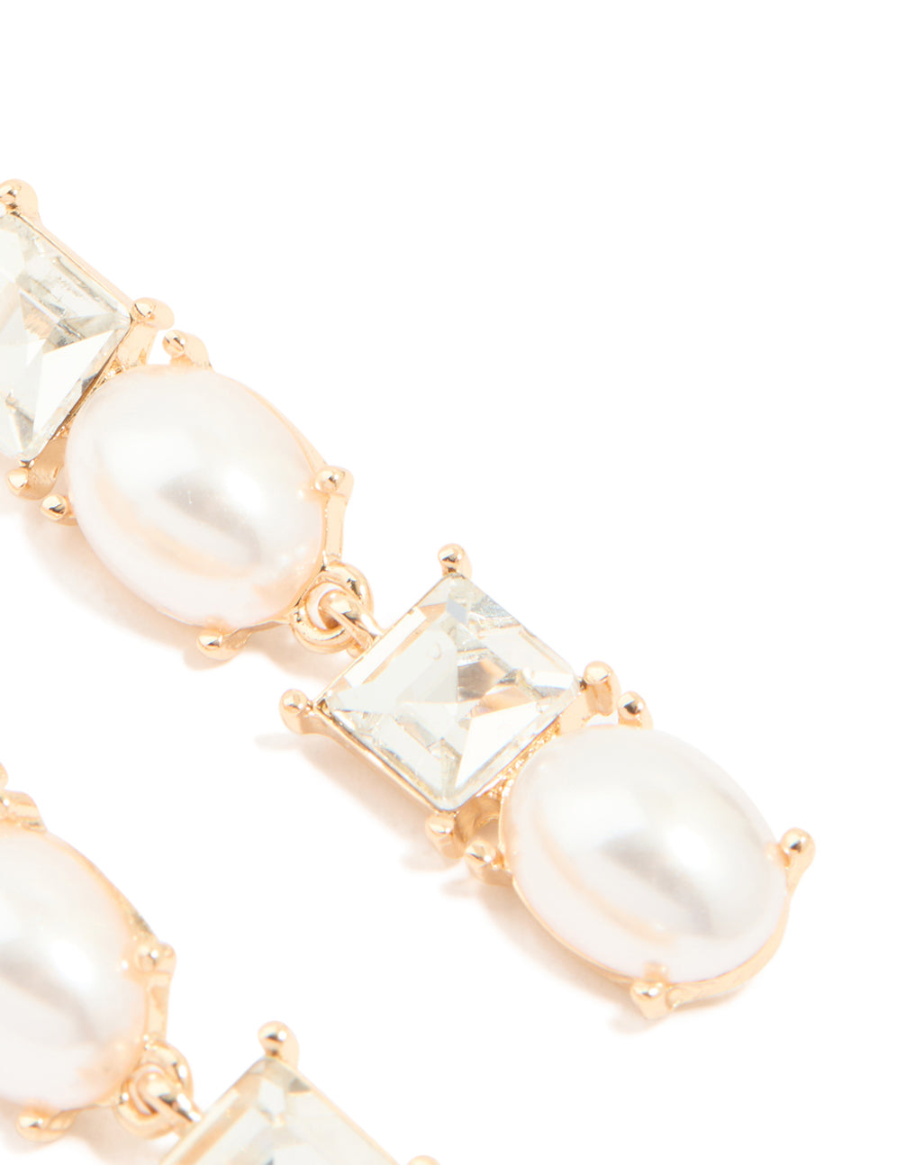 Gold Pearl & Diamante Mixed Drop Earrings