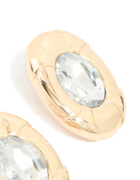 Gold Oval Diamante Stud Earrings - link has visual effect only
