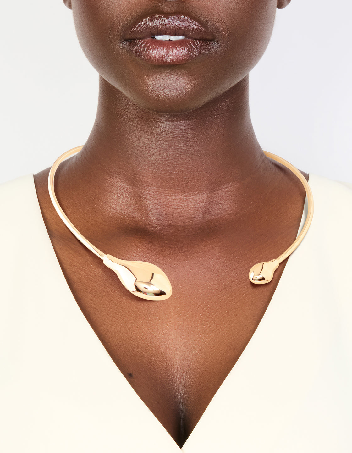 Gold Teardrop Torque Choker Necklace