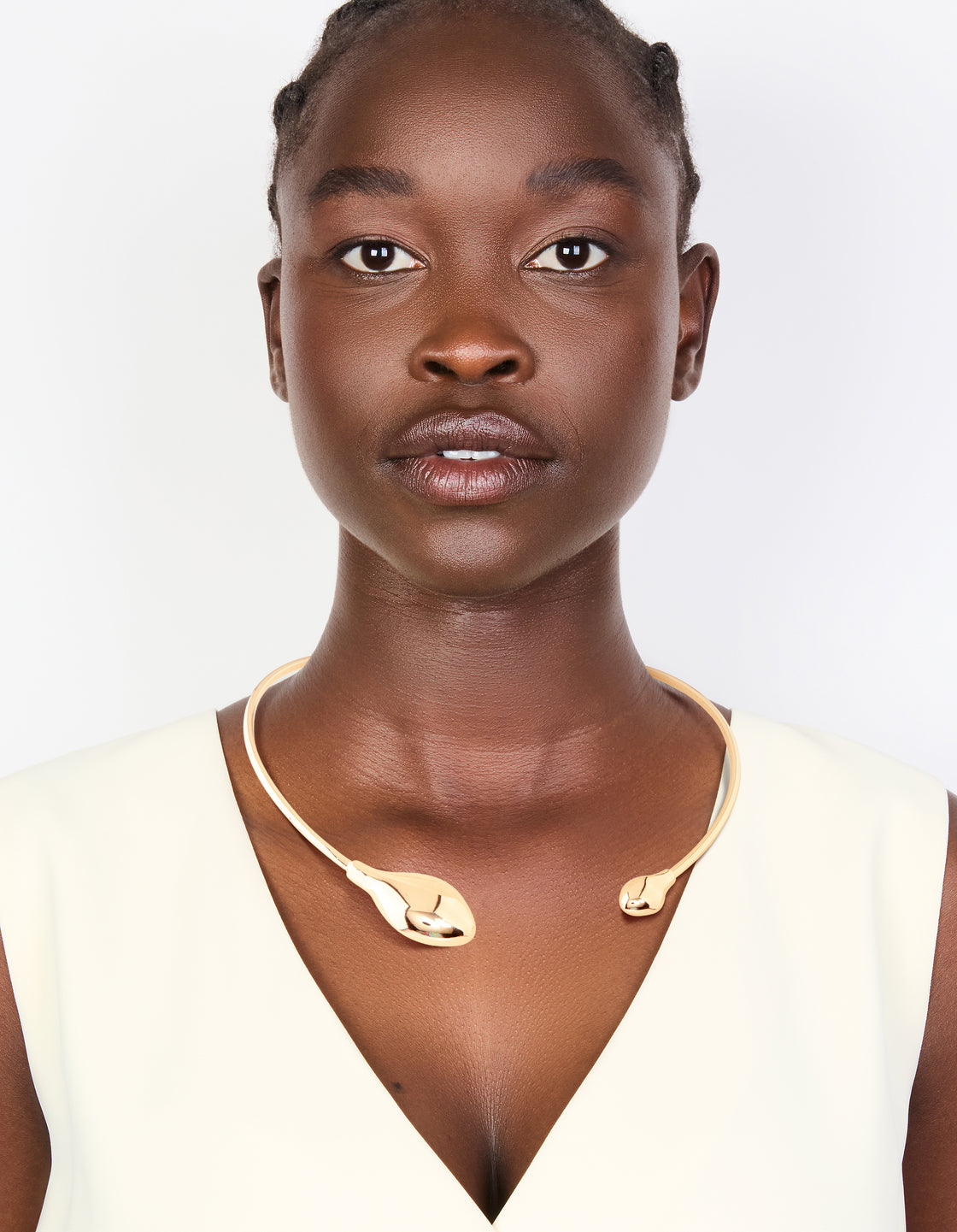 Gold Teardrop Torque Choker Necklace