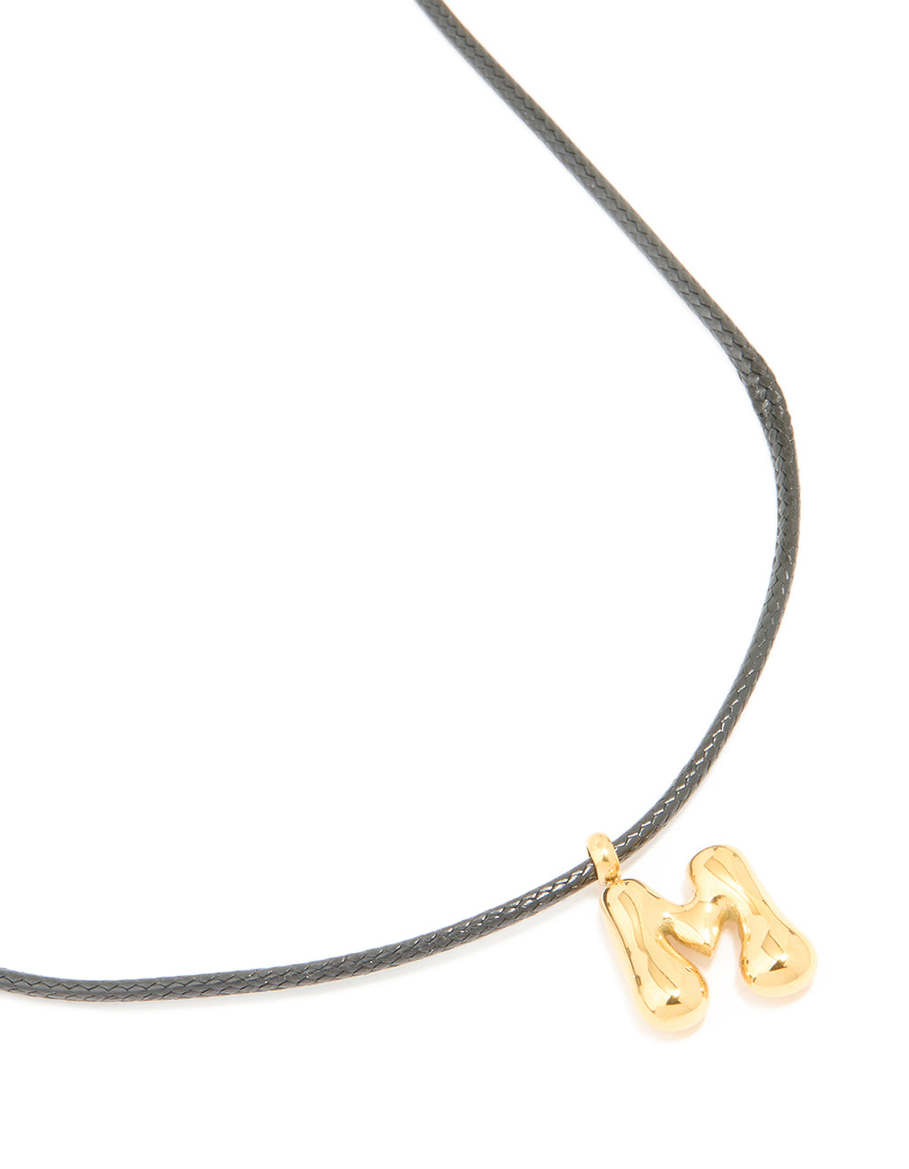 Waterproof Gold Plated Stainless Steel Large Bubble Letter M Cord Necklace