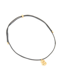 Waterproof Gold Plated Stainless Steel Large Bubble Letter S Cord Necklace - link has visual effect only