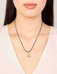 Waterproof Gold Plated Stainless Large Bubble Letter E Cord Necklace - link has visual effect only