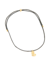 Waterproof Gold Plated Stainless Large Bubble Letter E Cord Necklace - link has visual effect only