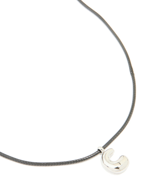 Stainless Steel Large Bubble Letter C Cord Necklace