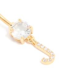 Gold Plated Surgical Steel Cubic Zirconia Pavé Letter J Belly Bar - link has visual effect only