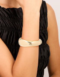 Gold Smooth Round Hinged Bangle - link has visual effect only