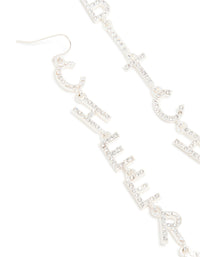 Silver Diamante Cheers B*tches Drop Earrings - link has visual effect only