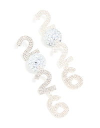 Silver Diamante 2026 Disco Ball Drop Earrings - link has visual effect only