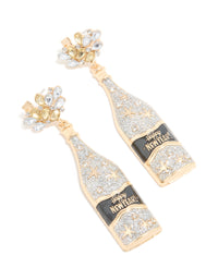 Gold Diamante Champagne Bottle & Star Earrings - link has visual effect only