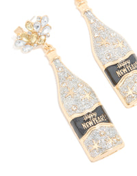 Gold Diamante Champagne Bottle & Star Earrings - link has visual effect only