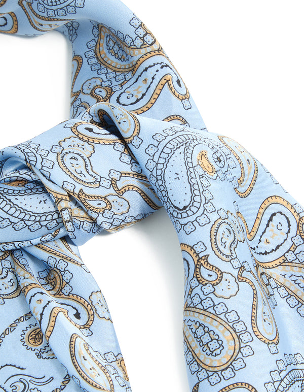 Light Blue Paisley Printed Fabric Scarf