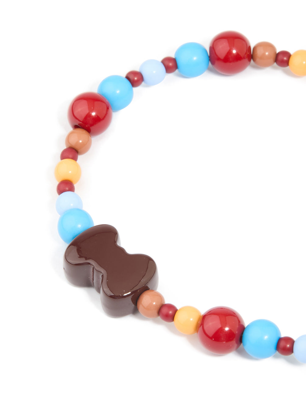 Red Blue Beaded Mushroom & Heart Beaded Key Chain
