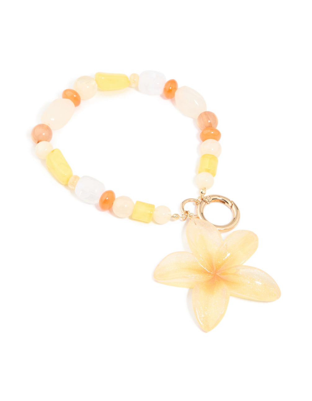 Orange Resin Beaded & Frangipani Flower Key Chain