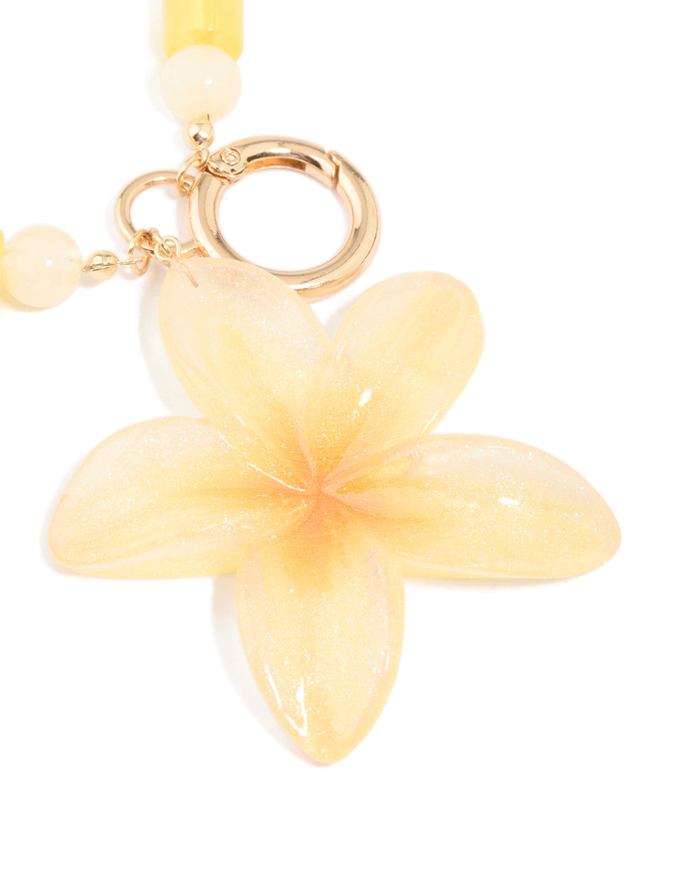 Orange Resin Beaded & Frangipani Flower Key Chain