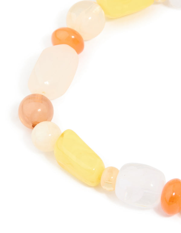 Orange Resin Beaded & Frangipani Flower Key Chain