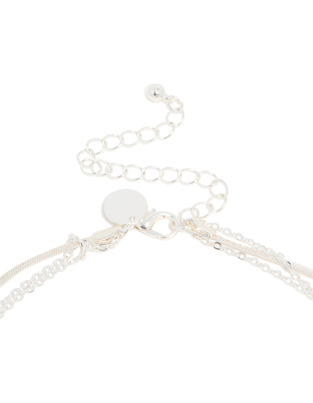Silver Plated Cubic Zirconia Teardrop & Snake Chain Layered Necklace