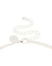Silver Plated Cubic Zirconia Cup Chain & Drop Pendant ayered Necklace - link has visual effect only