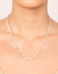 Silver Plated Cubic Zirconia Round Dainty Chain Necklace - link has visual effect only