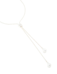 Silver Plated Pearl Twisted Chain Adjustable Toggle Necklace - link has visual effect only