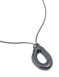 Black Acrylic Open Moltent Pendant Cord Necklace - link has visual effect only