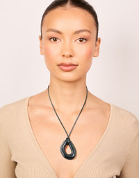 Black Acrylic Open Moltent Pendant Cord Necklace - link has visual effect only