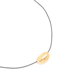 Waterproof Gold Plated Stainless Steel Smooth Pebble Pendant Cord Necklace - link has visual effect only