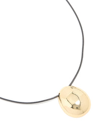 Waterproof Gold Plated Stainless Steel Dome Droplet Pendant Cord Necklace - link has visual effect only