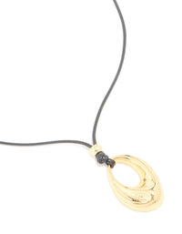 Waterproof Gold Plated Stainless Steel Molten Drop Pendant Cord Necklace - link has visual effect only