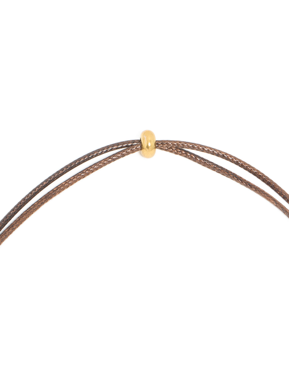 Waterproof Gold Plated Stainless Steel Circle Pendant Brown Cord Necklace