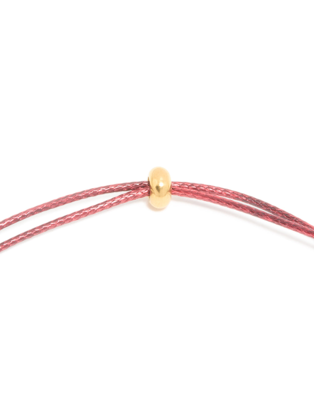 Waterproof Gold Plated Stainless Steel Miini Pebble Pendant Pink Cord Necklace