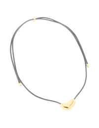 Waterproof Gold Plated Stainless Steel Pebble Pendant Cord Necklace - link has visual effect only