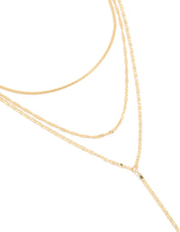 Gold Plated Triple Chain Layered Y-Necklace - link has visual effect only